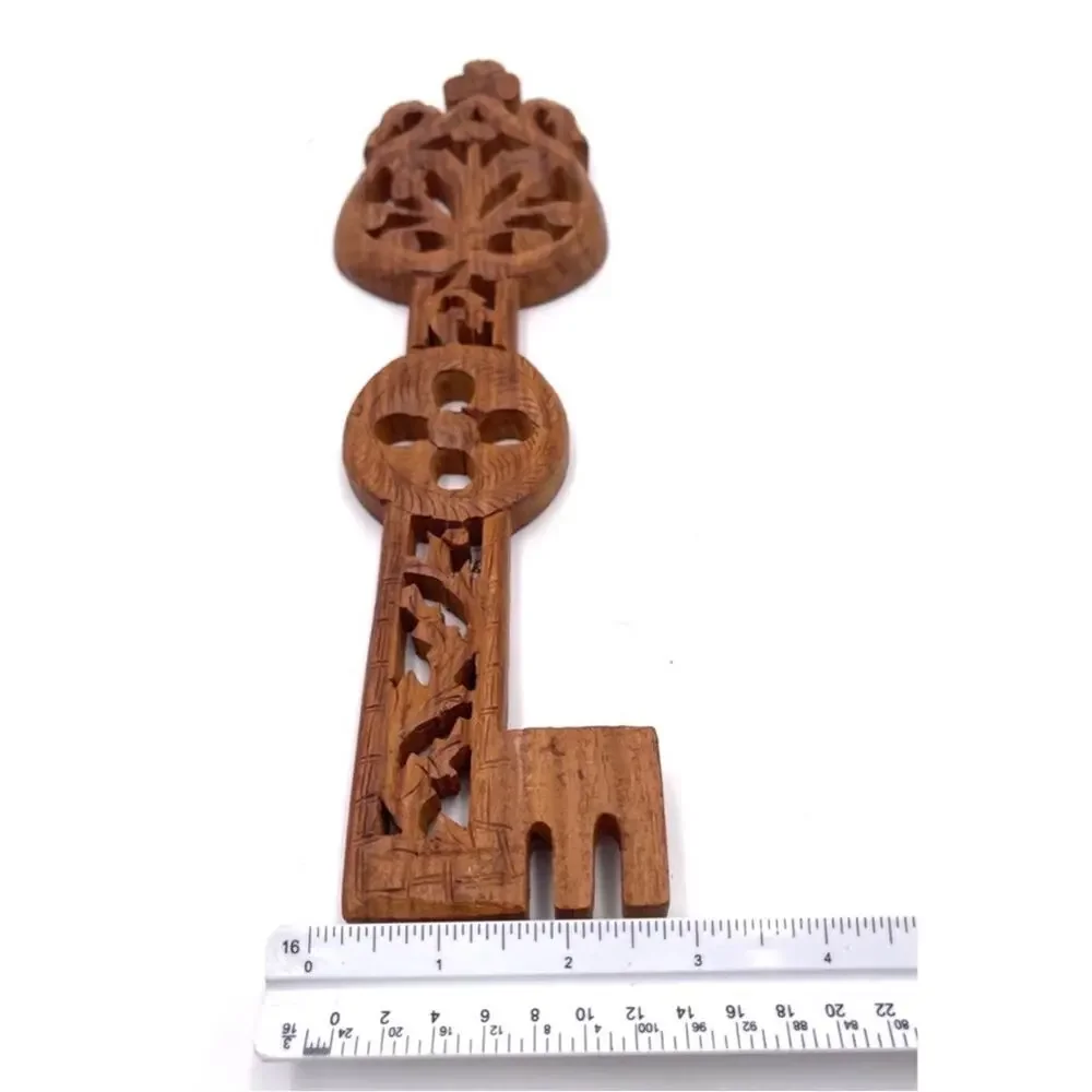 Home decor Handcrafted wood carved key